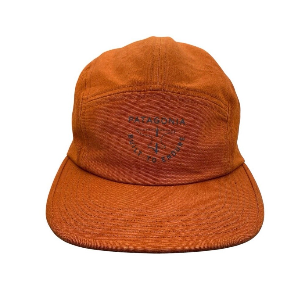 Patagonia Mens Netplus Label Hat Cap Adjustable 5 Panel Rust Burnt Orange NEW